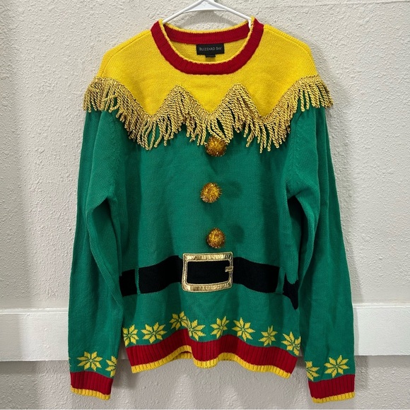 Blizzard Bay Men's Elf Christmas Sweater NWOT Large - Picture 1 of 5